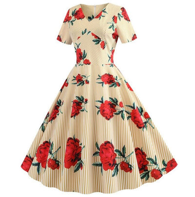Vintage Flare Dress Yellow Flowers