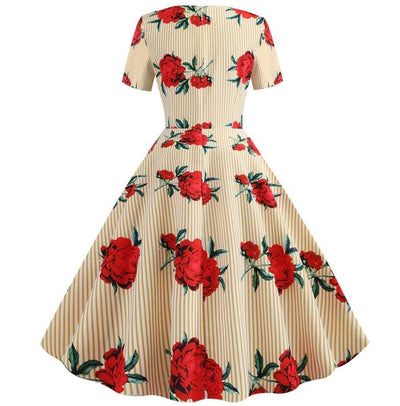 Vintage Flare Dress Yellow Flowers