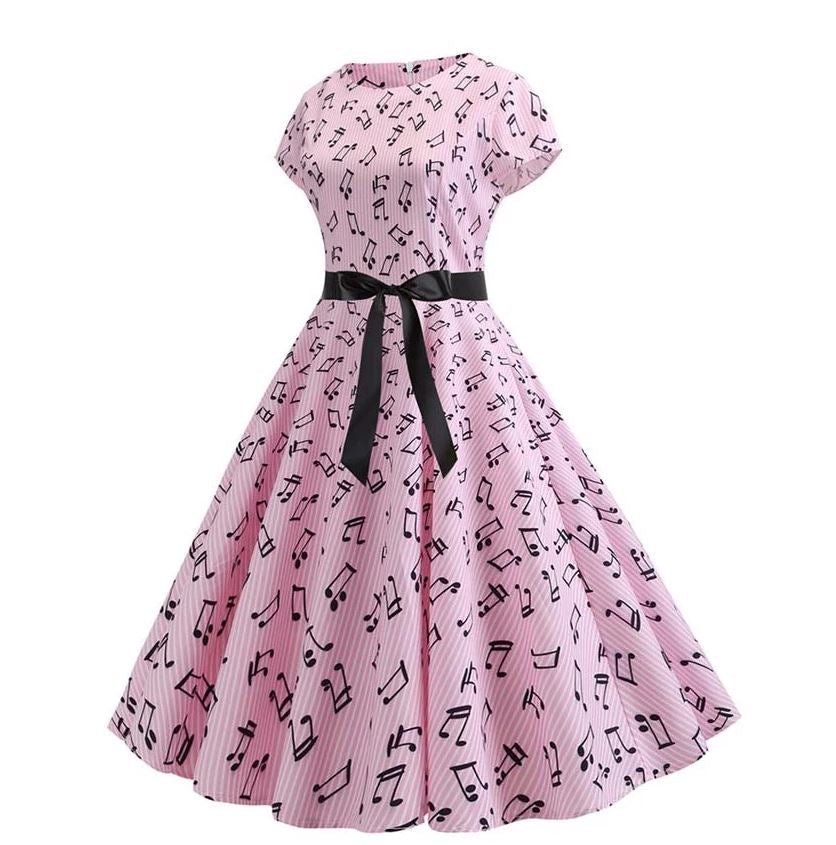 Spring Pink Vintage Flare Dress