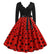 Red Vintage Flared Dress With Black Polka Dots