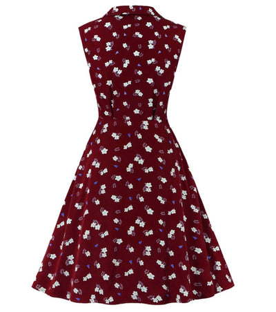 50s Sheath Dress Burgundy