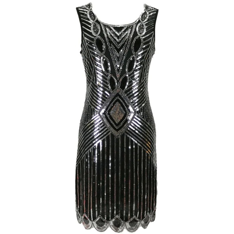 Black And Silver Short Gatsby Dress