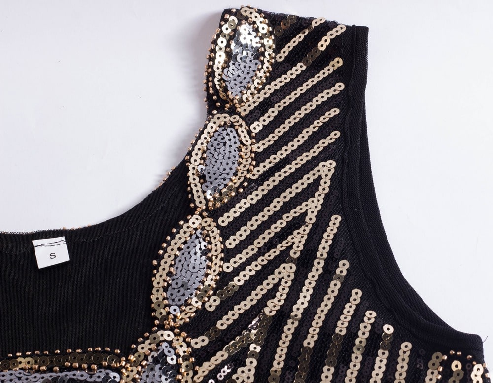 Black And Gold Short Gatsby Dress