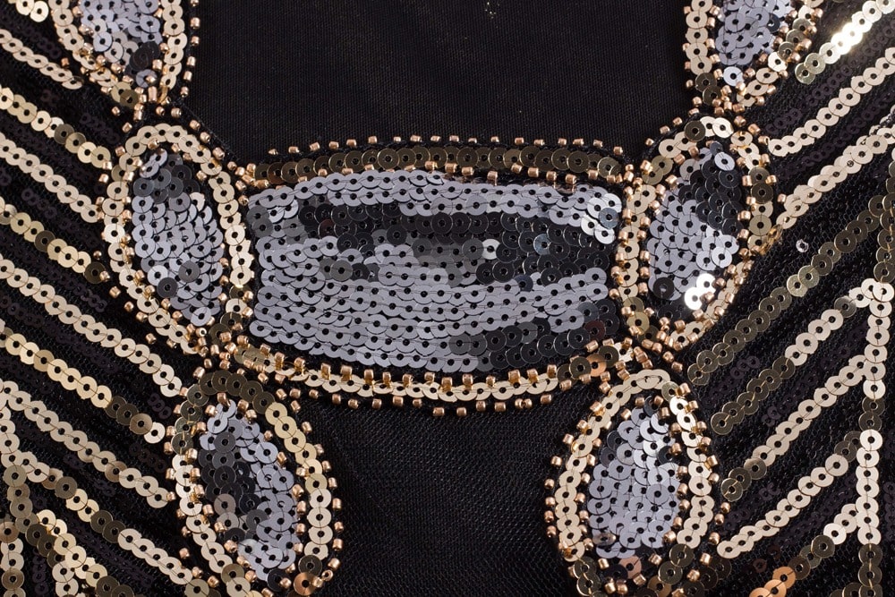 Black And Gold Short Gatsby Dress