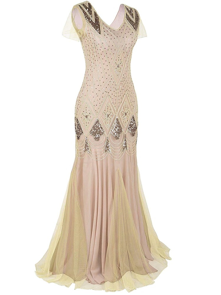 Ivory Haute Couture Long Gatsby Dress