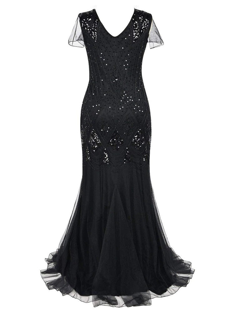 Black Haute Couture Long Gatsby Dress