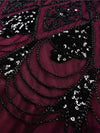 Burgundy And Black Haute Couture Long Gatsby Dress