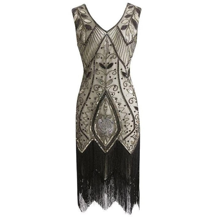 Feather Gatsby Dress Beige