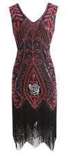 Red And Black Feather Gatsby Dress