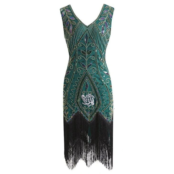 Green Feather Gatsby Dress