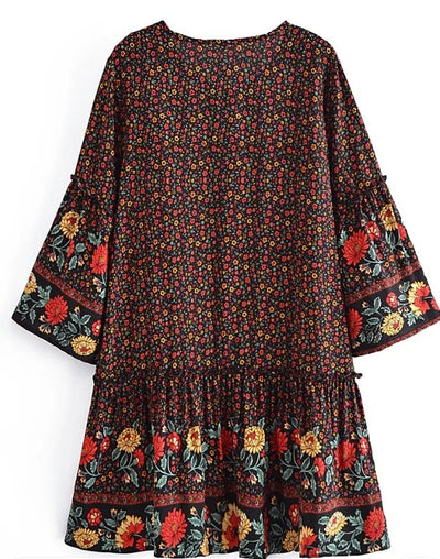 Black 70s Hippie Dress