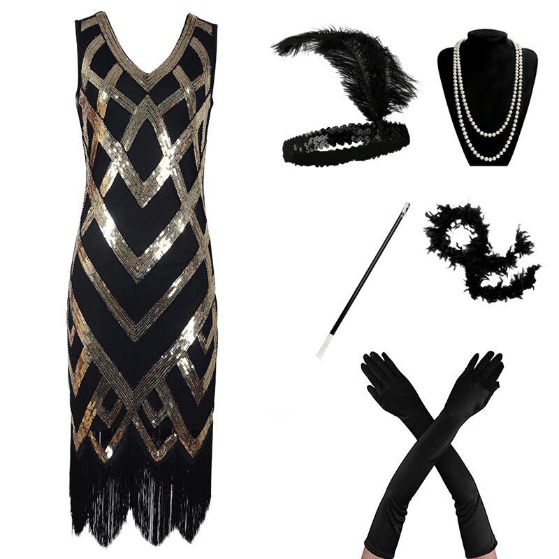 Black And Gold 20s Inspired Dress