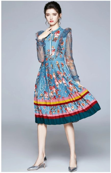 Mint Vintage Floral Maxi Dress