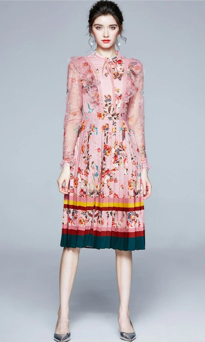 Pink Vintage Floral Maxi Dress