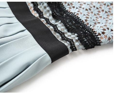 Blue Vintage Ruffle Long Dress