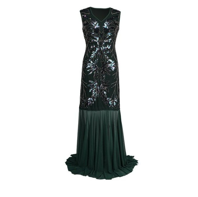 Green 20s Maxi Dress