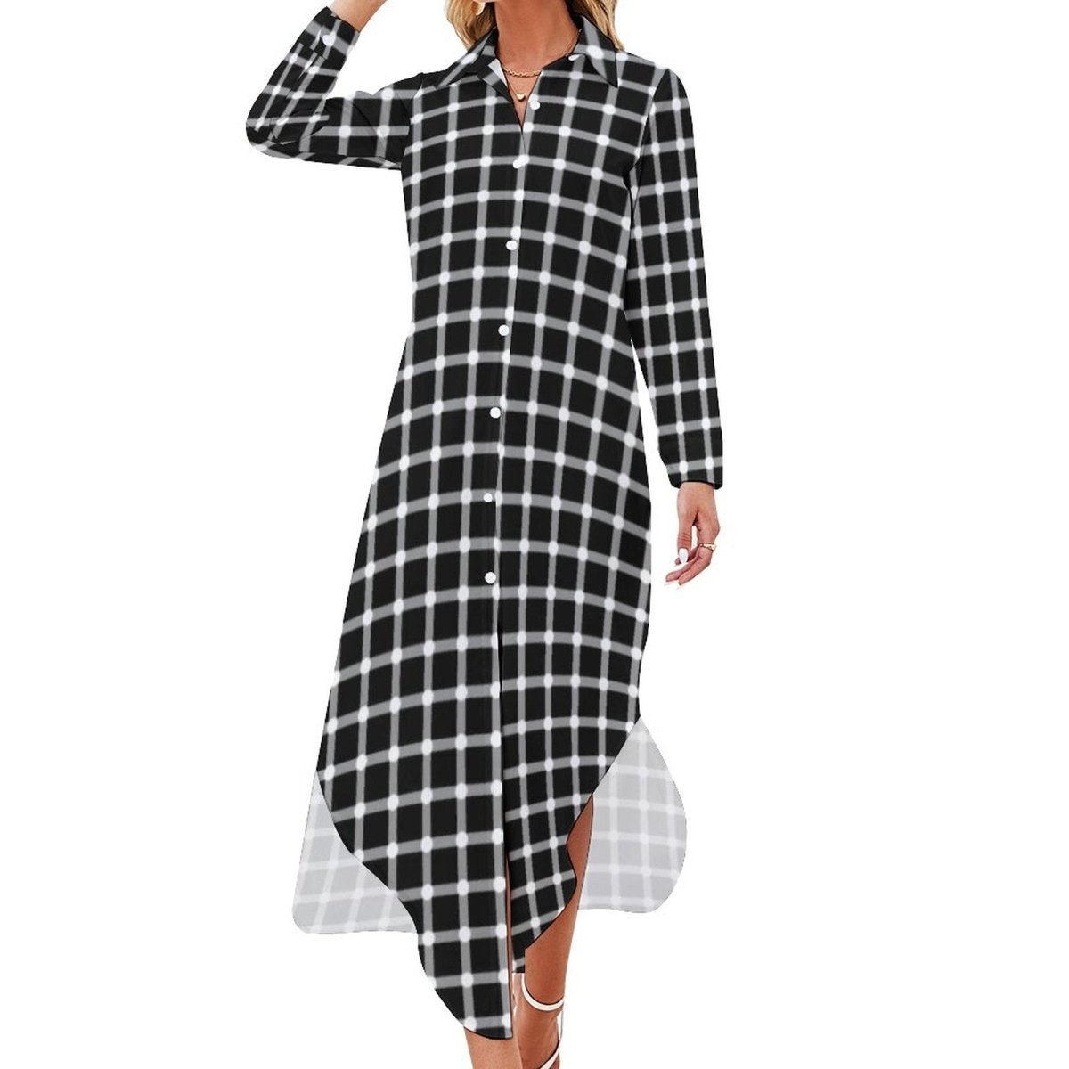 70s Long Checked Dress