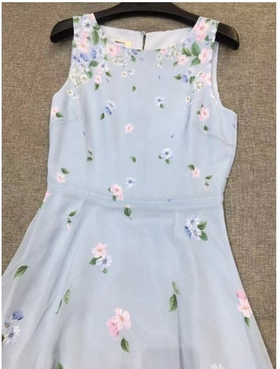 Vintage Floral Maxi Dress Blue