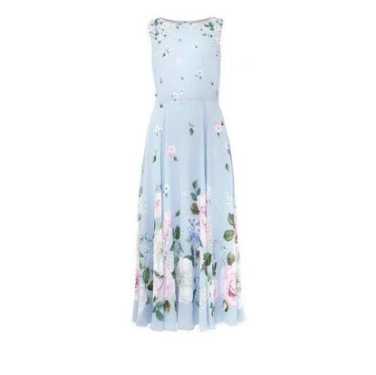 Vintage Floral Maxi Dress Blue