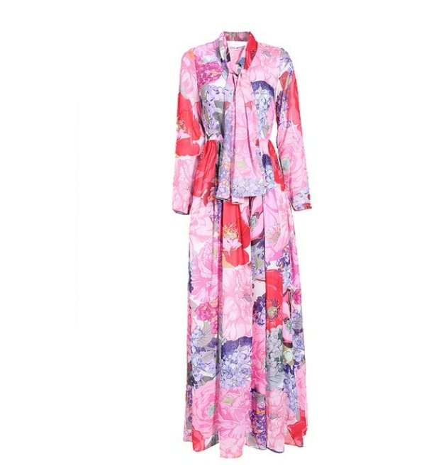 Pink Vintage Floral Maxi Dress