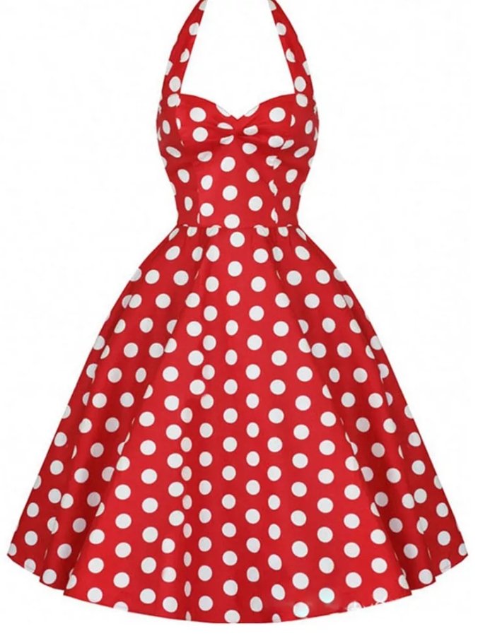 50s Red Polka Dot Pin Up Dress