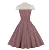 50s Striped Dress Burgundy