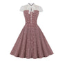 50s Striped Dress Burgundy