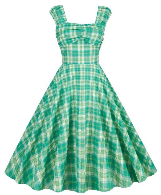 50s Striped Dress Green