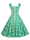 50s Striped Dress Green