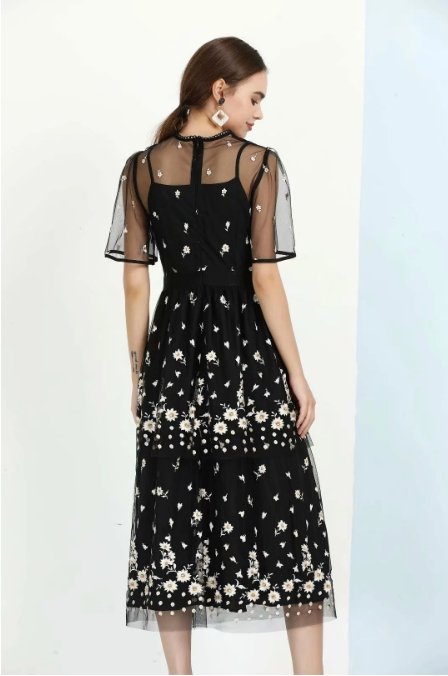 Retro 1940s Black Lace Dress