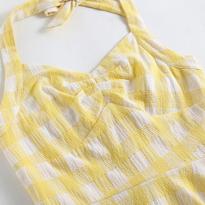 Checked Retro Dress Yellow