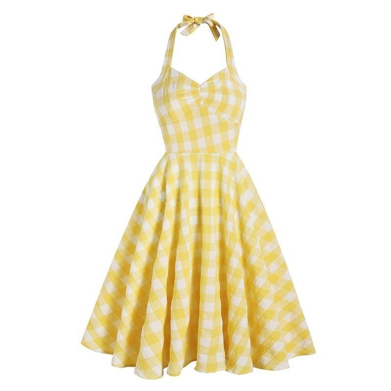 Checked Retro Dress Yellow