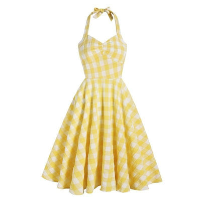 Checked Retro Dress Yellow