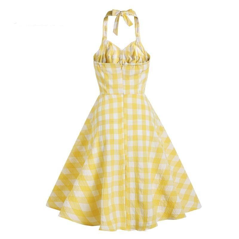 Checked Retro Dress Yellow