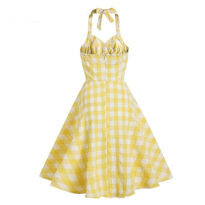 Checked Retro Dress Yellow