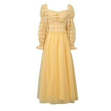 1940s Fashion Retro Dress Yellow