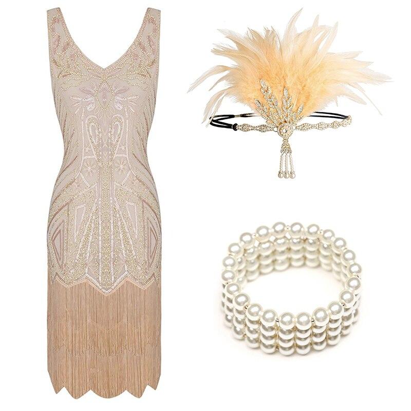 Beige 1920s Party Dress