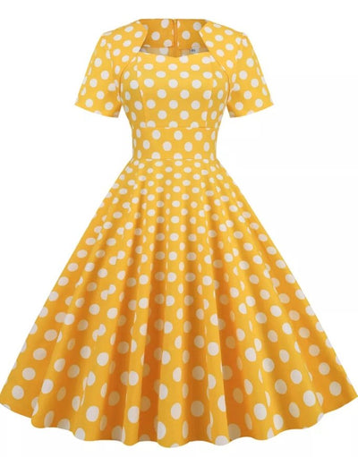 50's Vintage News Style Dress Yellow