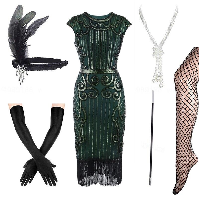 Green 20s 30s Style Dress