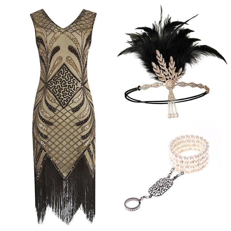 Gatsby Champagne 20s Style Dress