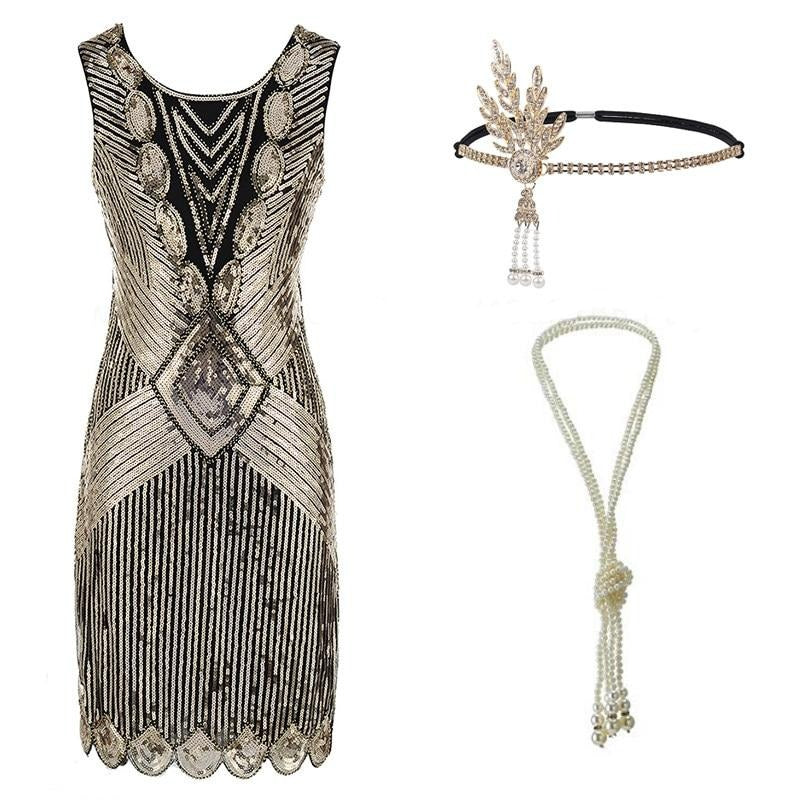 Charleston 1920s Style Dress Gold
