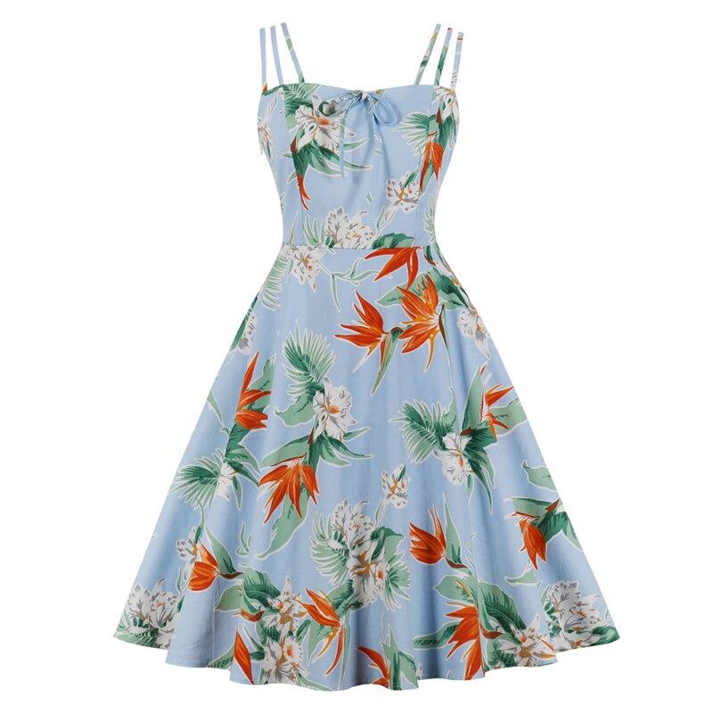 Plus Size Vintage Style Kjole Blå