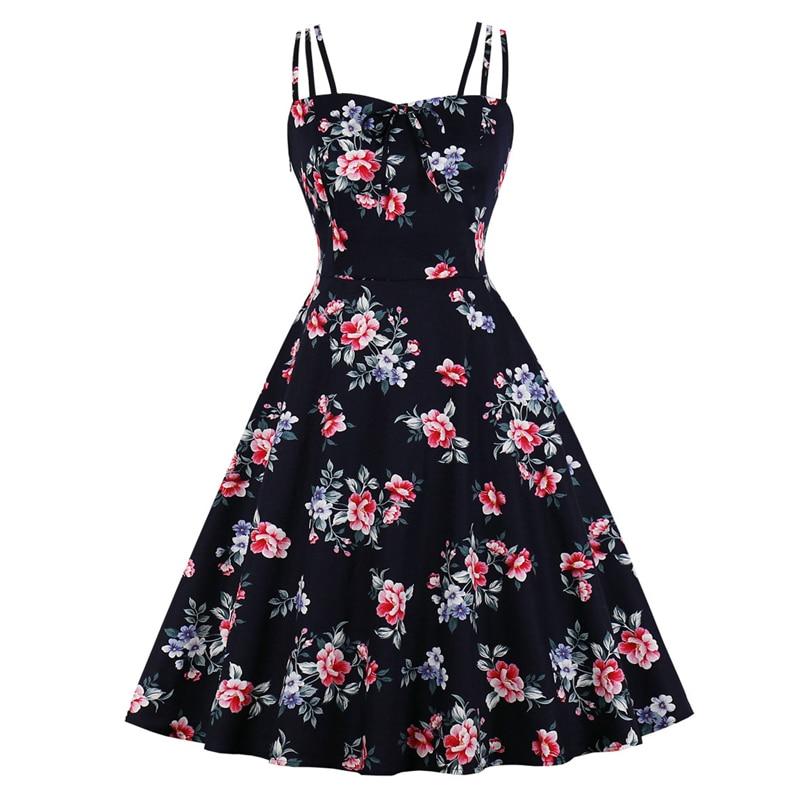 Blomstret Plus Size Vintage Style Kjole