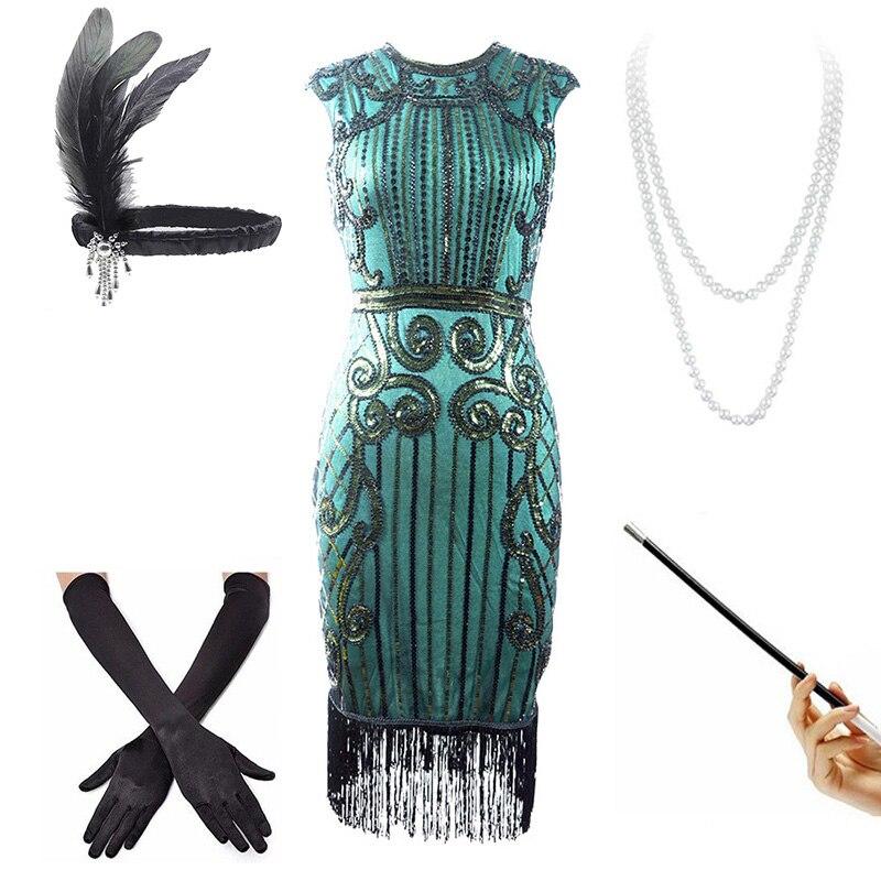 20s Drop Waist Dress Green