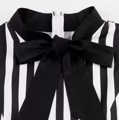 Vintage Bow Belt Trapeze Dress