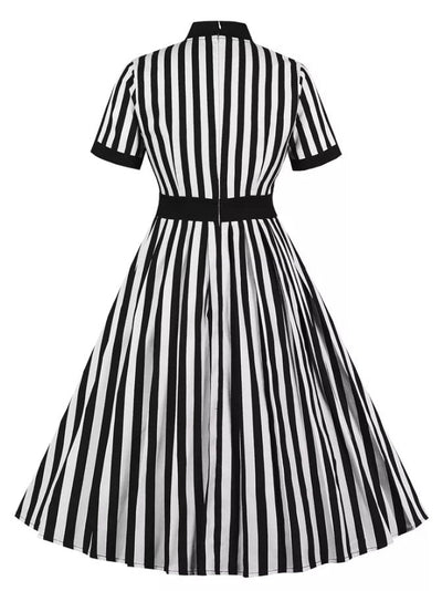 Vintage Bow Belt Trapeze Dress
