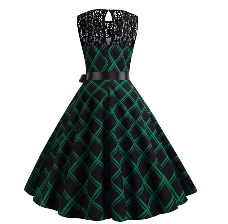 Vintage Green And Black Trapeze Dress