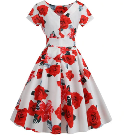White And Red Vintage Tunic Dress