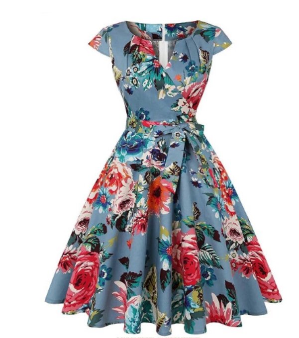 Blomstret vintage tunikakjole