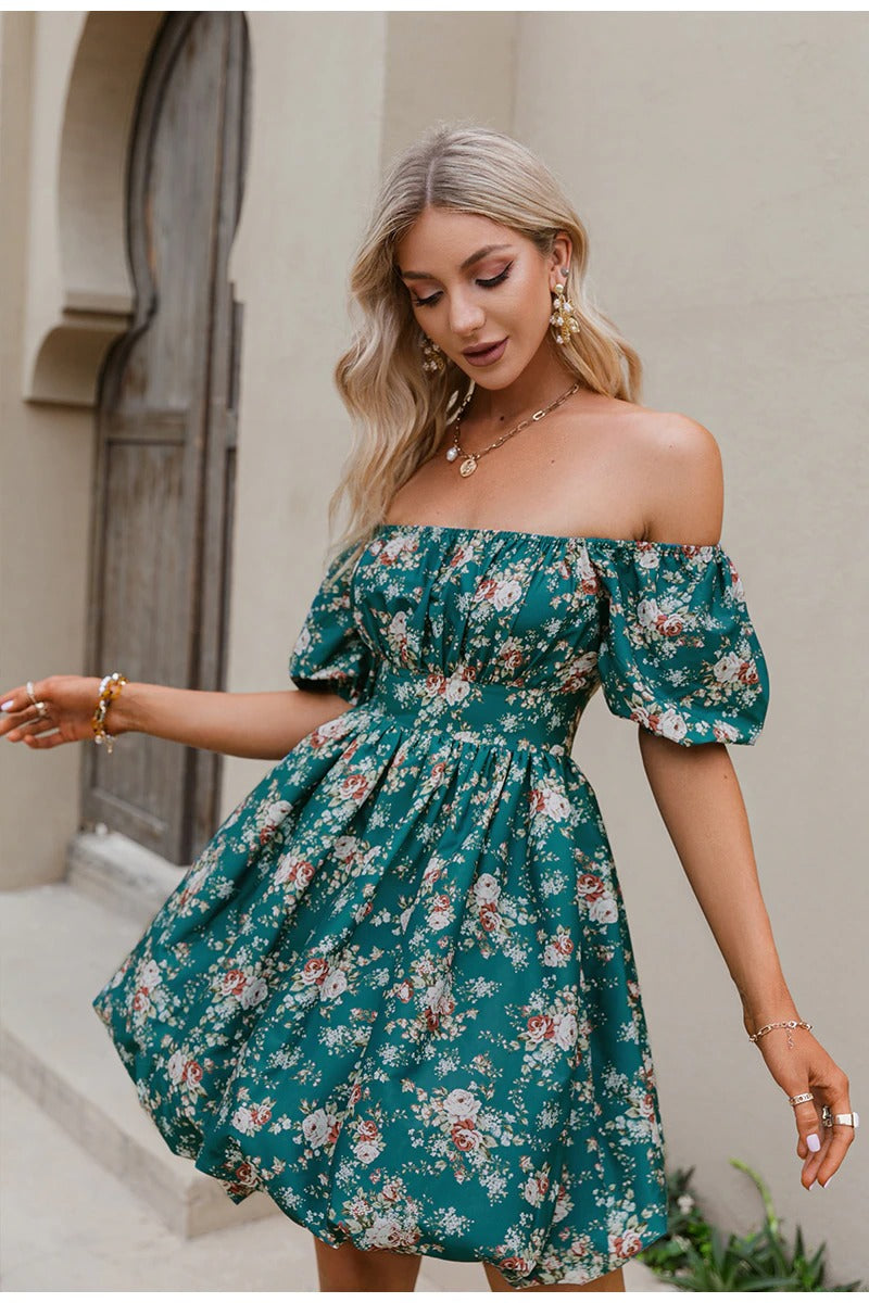 Vintage Floral Green Dress